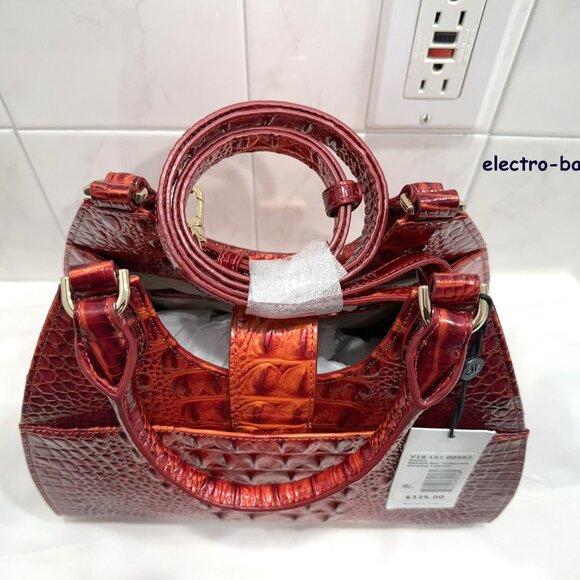 NWT Brahmin Adrian Radiant Red Melbourne Embossed Leather Satchel - CHRISTMAS! - Picture 4 of 13